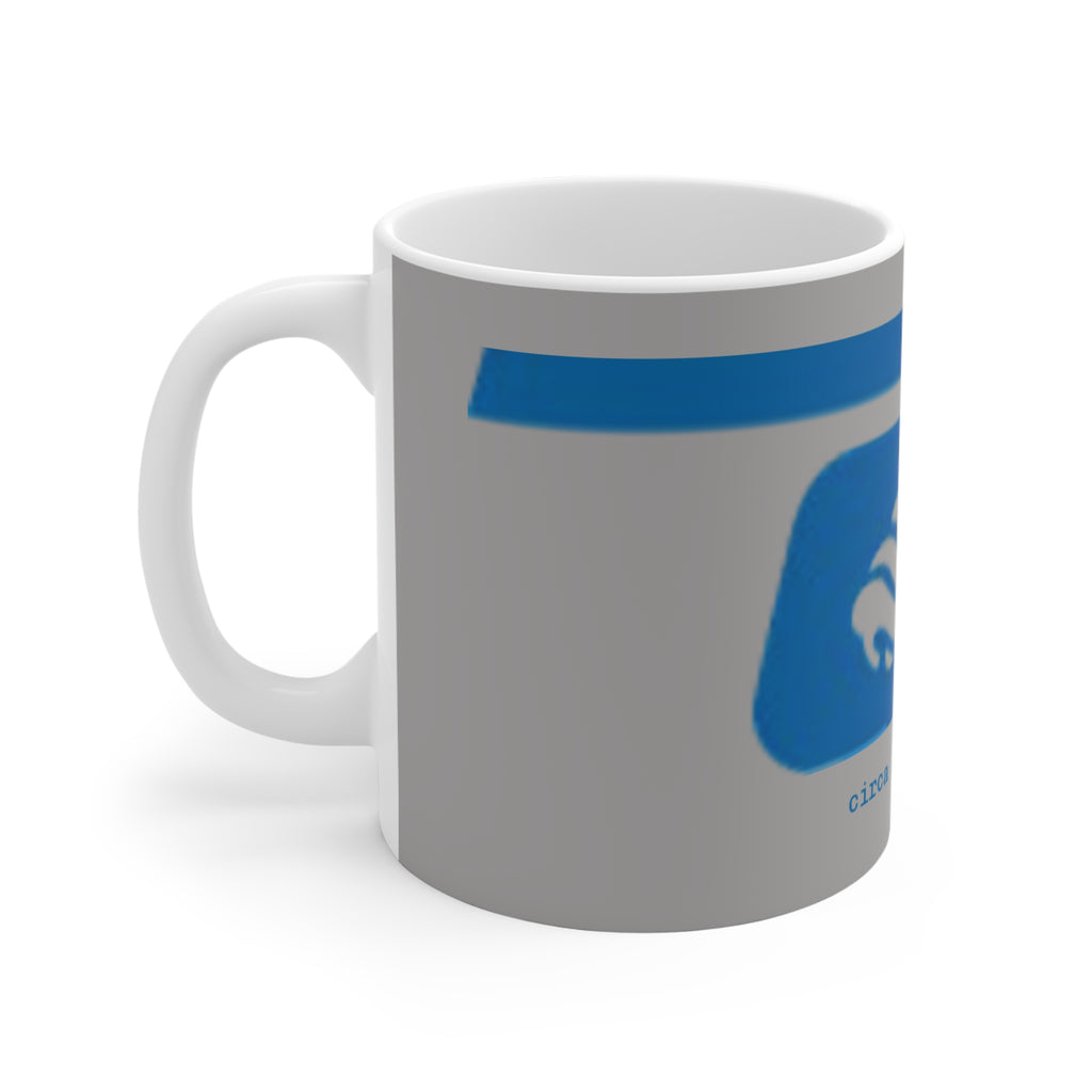 Oceanfront Adventurer Mug — Retro Blue Surf Handshake Design (circa 1982)