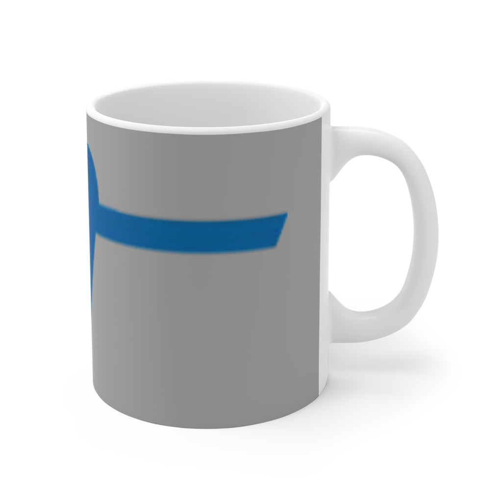 Oceanfront Adventurer Mug — Retro Blue Surf Handshake Design (circa 1982)